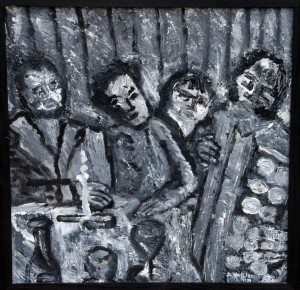 COULEURS-DES-VILLES-Lacordéon-acrylique-sur-papier-marouflé-sur-bois40x40