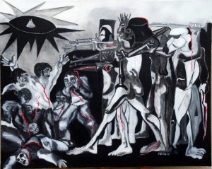 Les-Forces-du-Mal-acrylique-fusain-encresur-toile73x92